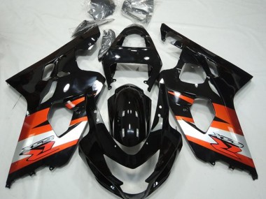 Affordable 2004-2005 Suzuki GSXR 600 / GSXR 750 Motorcycle Fairings - Glossy Black Orange White with Decal Australia