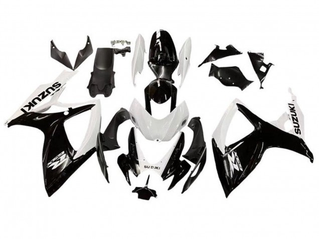 2006-2007 Suzuki GSXR 600 / GSXR 750 Motorcycle Fairing - White Glossy Black Australia