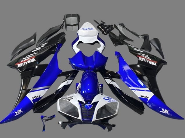 2006-2007 Yamaha YZF R6 Motorcycle Fairings - White Blue Glossy Black Yamalube Australia