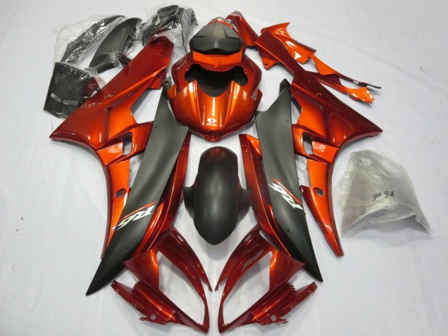 2006-2007 Yamaha YZF R6 Motorcycle Fairings - Orange Matte Black Australia