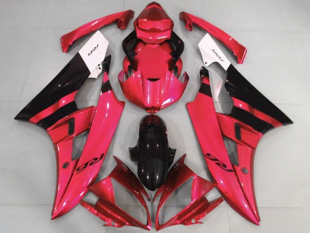 2006-2007 Yamaha YZF R6 Motorcycle Fairings - White Red Glossy Black Australia