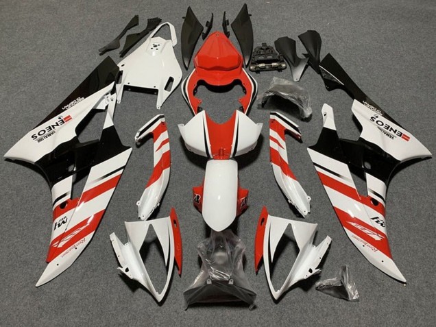 2006-2007 Yamaha YZF R6 Motorcycle Fairings - White Orange Glossy Black Stripe Australia