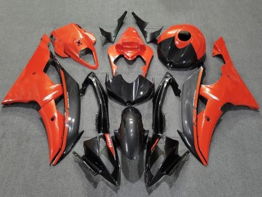 Affordable 2008-2016 Yamaha YZF R6 Motorcycle Fairings - Orange Black Carbon Fiber Style Australia