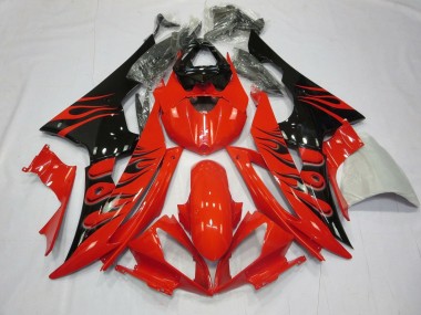 Affordable 2008-2016 Yamaha YZF R6 Motorcycle Fairings - Red Glossy Black Flame Australia