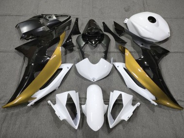 Affordable 2008-2016 Yamaha YZF R6 Motorcycle Fairings - White Gold Glossy Black Australia
