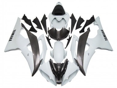 Affordable 2008-2016 Yamaha YZF R6 Motorcycle Fairings - White Faux Carbon Fiber Style Australia