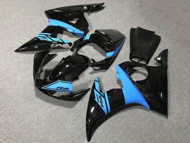 Affordable 2005 Yamaha YZF R6 Motorcycle Fairings - Glossy Black Light Blue Australia