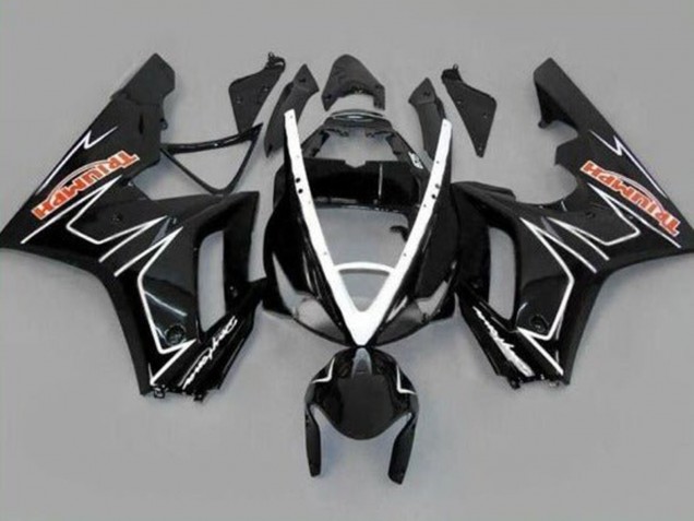 2006-2008 Triumph Daytona 675 Triple Motorcycle Fairings - Glossy Black White Stripe Australia