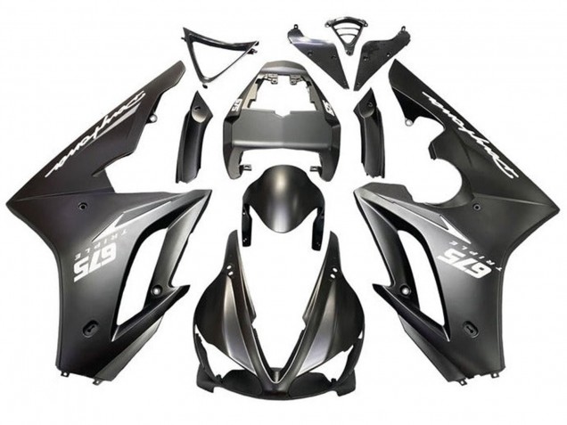 2009-2012 Triumph Daytona 675 Triple Motorcycle Fairings - Matte Black White Decals Australia