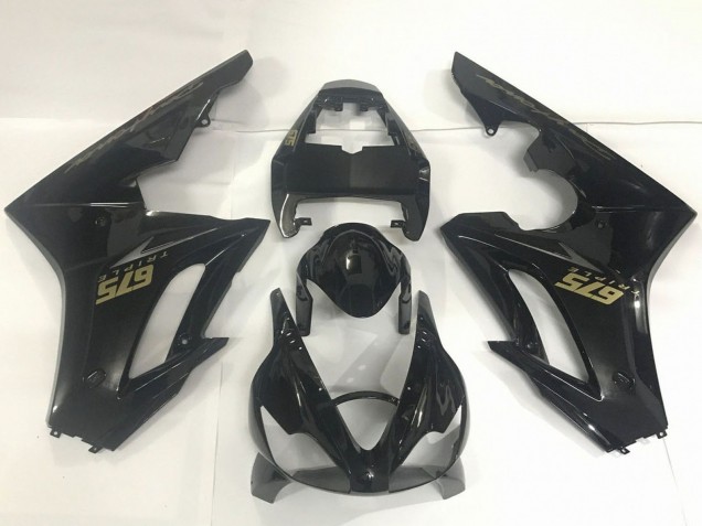 2009-2012 Triumph Daytona 675 Triple Motorcycle Fairings - Glossy Black Gold Decals Australia