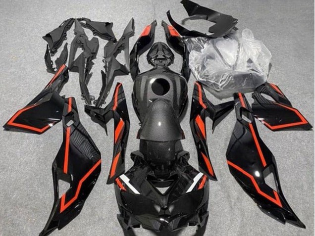 2019-2025 Kawasaki ZX4R ZX-4RR Motorcycle Fairings - Faux Carbon Fiber Black Red Australia