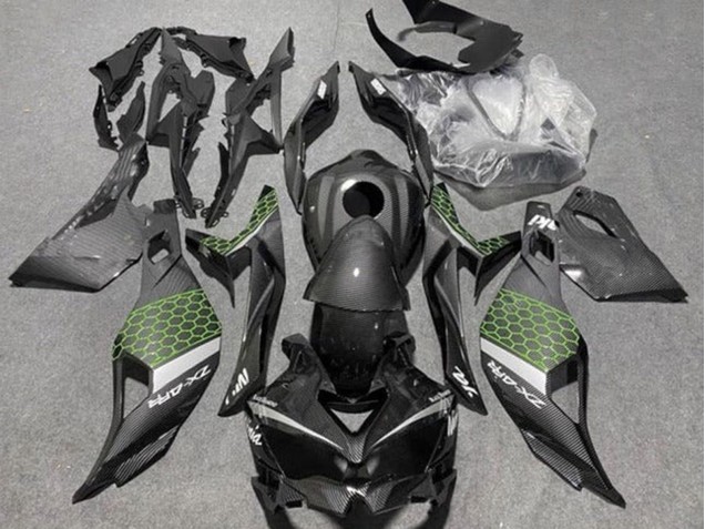 2019-2025 Kawasaki ZX4R ZX-4RR Motorcycle Fairings - Faux Carbon Fiber Green Grey Australia