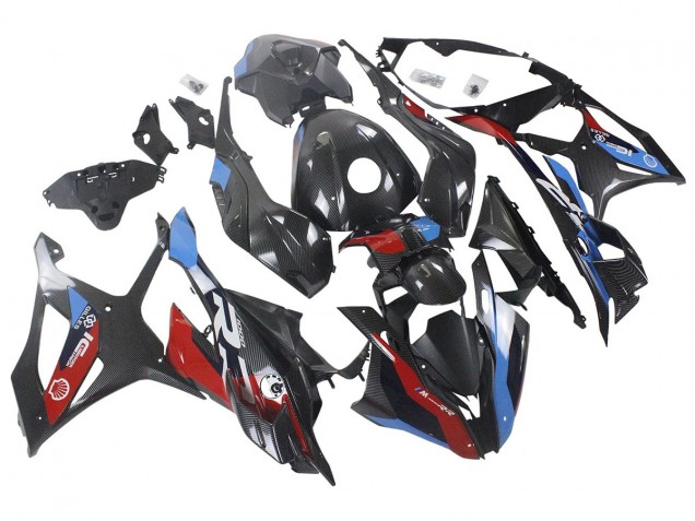 2023-2024 BMW S1000RR Motorcycle Fairings - Blue Red Carbon Fiber Australia