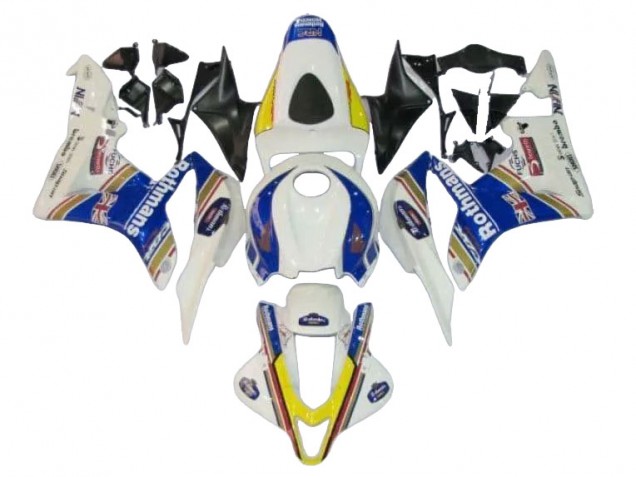 2007-2008 Honda CBR600RR Motorcycle Fairings - White Blue Yellow Rothmans Australia