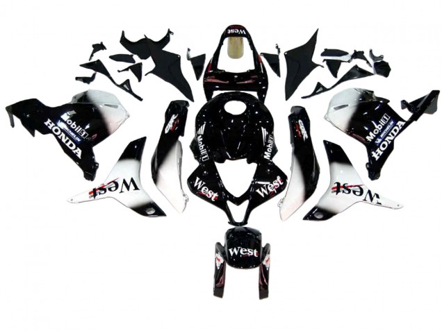2009-2012 Honda CBR600RR Motorcycle Fairings - Glossy Black White West Australia
