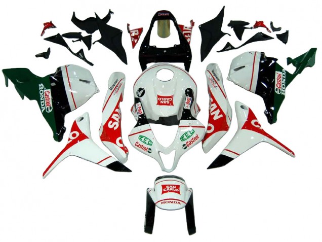 2009-2012 Honda CBR600RR Motorcycle Fairings - White Red Green Castrol San Carlo Australia