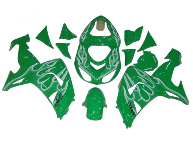 2006-2007 Kawasaki ZX10R Motorcycle Fairings - Green White Flame Australia