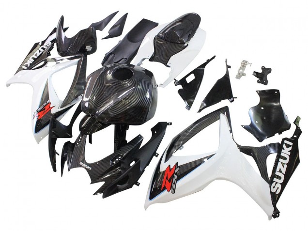 2006-2007 Suzuki GSXR 600/750 Motorcycle Fairings - Black White Carbon Fiber Style Australia
