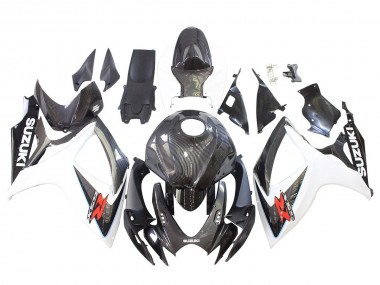 Affordable 2006-2007 Suzuki GSXR 600/750 Motorcycle Fairings - Black White Carbon Fiber Style Australia