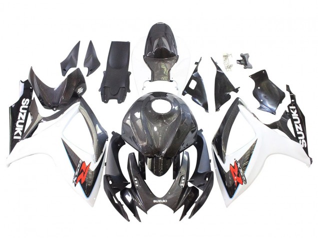 2006-2007 Suzuki GSXR 600/750 Motorcycle Fairings - Black White Carbon Fiber Style Australia