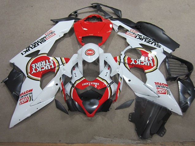 2005-2006 Suzuki GSXR 1000 Motorcycle Fairings - White Red Lucky Strike Motul Australia