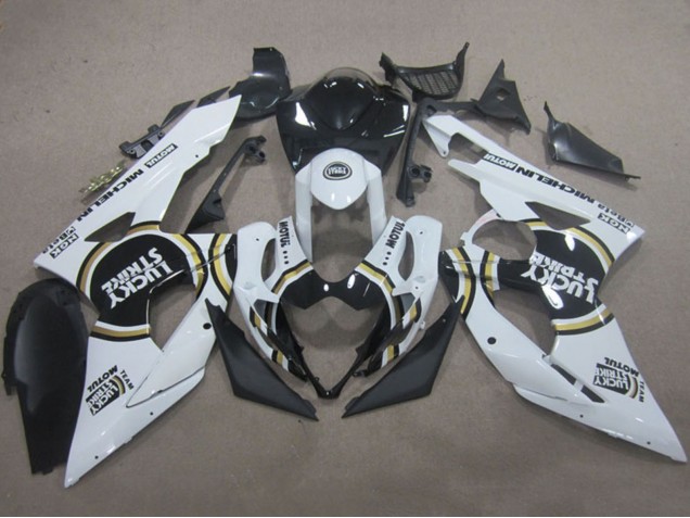 2005-2006 Suzuki GSXR 1000 Motorcycle Fairings - White Black Lucky Strike Motul Australia