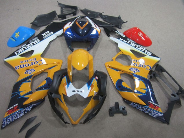 2005-2006 Suzuki GSXR 1000 Motorcycle Fairings - White Yellow Blue Black Corona Extra Alstare Australia