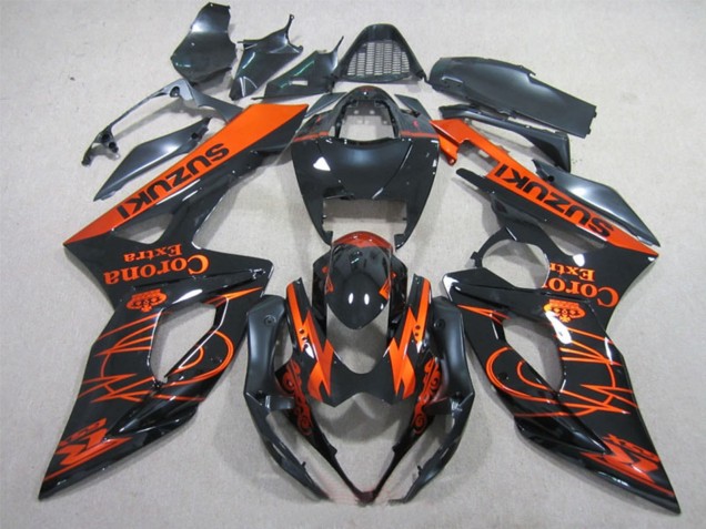 2005-2006 Suzuki GSXR 1000 Motorcycle Fairings - Glossy Black Orange Corona Extra Australia