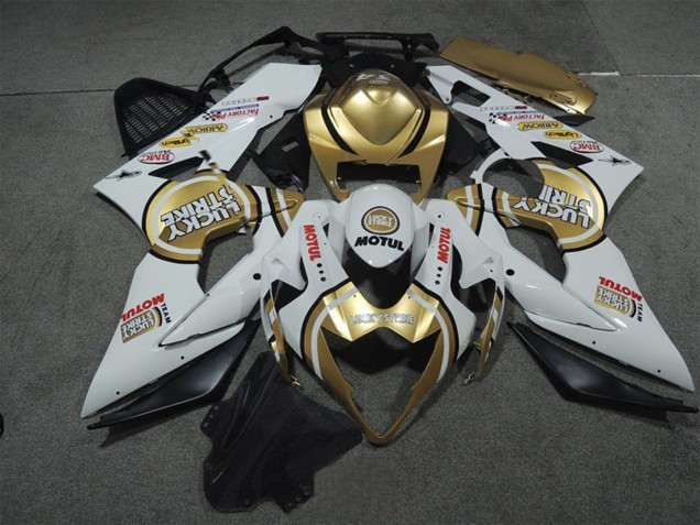 2005-2006 Suzuki GSXR 1000 Motorcycle Fairings - White Gold Lucky Strike Motul Australia