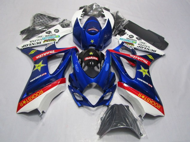 2007-2008 Suzuki GSXR 1000 Motorcycle Fairing Kits - White Blue Red Black Rockstar Australia