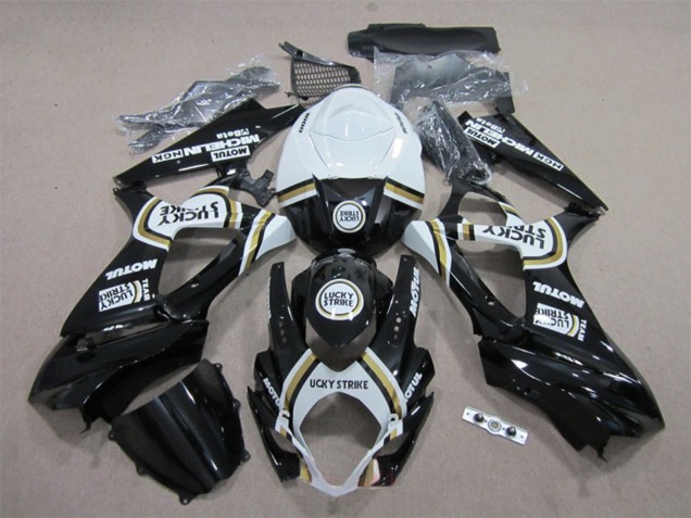 2007-2008 Suzuki GSXR 1000 Motorcycle Fairings - White Black Lucky Strike Motul Australia