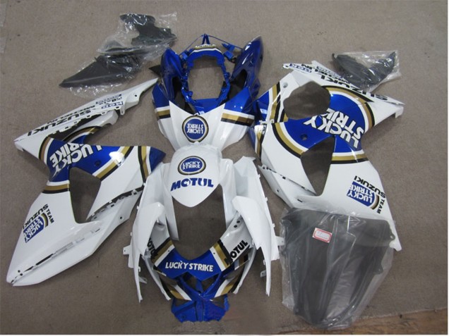 2009-2016 Suzuki GSXR 1000 Motorcycle Fairings - White Blue Lucky Strike Motul Australia