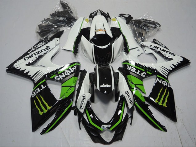 2009-2016 Suzuki GSXR 1000 Motorcycle Fairings - White Green Monster Black Pizzoli Australia