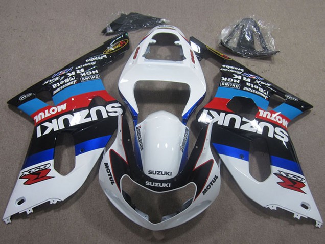 2001-2003 Suzuki GSXR 600 Motorcycle Fairings - White Blue Red Black Motul Australia