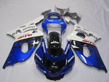Affordable 2001-2003 Suzuki GSXR 600 Motorcycle Fairings - White Blue Glossy Black Motul Australia