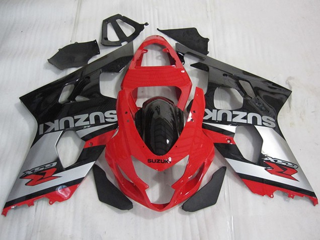 2004-2005 Suzuki GSXR 600 Motorcycle Fairings - Red Silver Glossy Black Australia