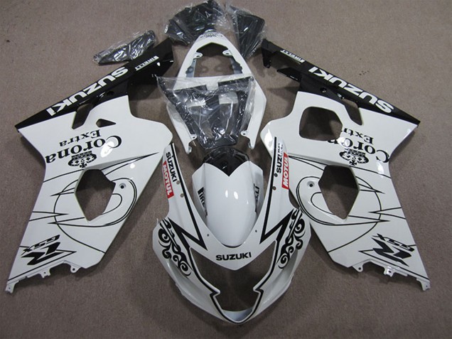 2004-2005 Suzuki GSXR 600 Motorcycle Fairings - White Black Corona Extra Motul Australia