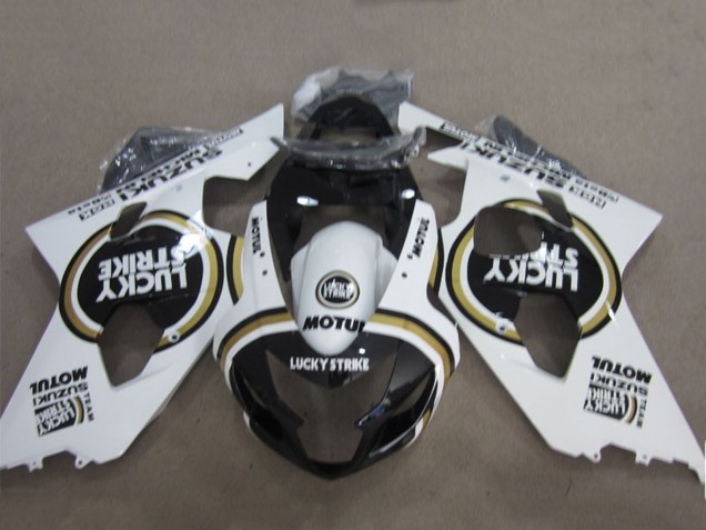 2004-2005 Suzuki GSXR 600 Motorcycle Fairings - White Black Lucky Strike Motul Australia