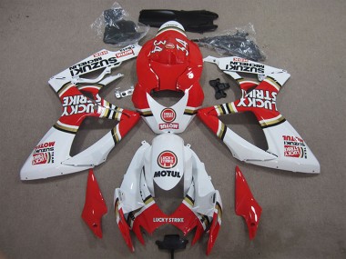Affordable 2006-2007 Suzuki GSXR 600 Motorcycle Fairings - White Red Lucky Strike Motul Australia