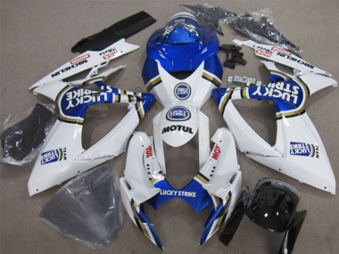Affordable 2006-2007 Suzuki GSXR 600 Motorcycle Fairings - White Blue Lucky Strike Motul Australia