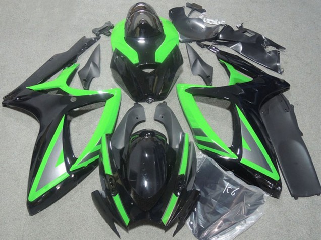 2006-2007 Suzuki GSXR 600 Motorcycle Fairings - Green Glossy Black Silver Australia