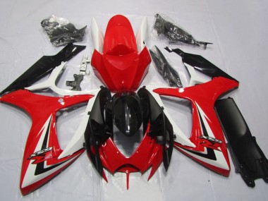 Affordable 2006-2007 Suzuki GSXR 600 Motorcycle Fairings - White Red Glossy Black Stripe Australia
