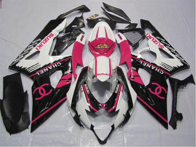 2006-2007 Suzuki GSXR 600 Motorcycle Fairings - White Pink Black Chanel Australia
