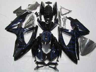 Affordable 2008-2010 Suzuki GSXR 600 Motorcycle Fairings - Glossy Black Blue Flame Australia