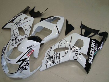 Affordable 2001-2003 Suzuki GSXR 750 Motorcycle Fairings - White Black Alstare Corona Extra Motul Australia