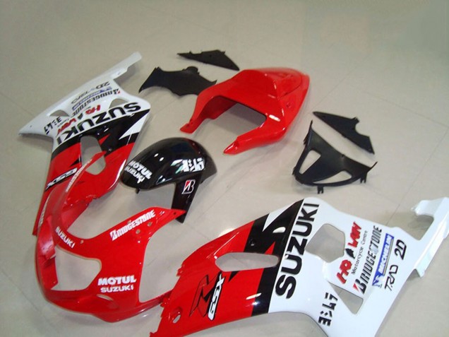 2001-2003 Suzuki GSXR 750 Motorcycle Fairings - Red White Glossy Black Motul Australia