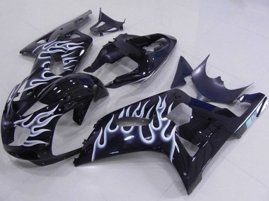 Affordable 2001-2003 Suzuki GSXR 750 Motorcycle Fairings - Glossy Black White Flame Australia