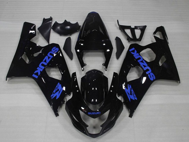 2004-2005 Suzuki GSXR 750 Motorcycle Fairings - Glossy Black Blue Decal Australia