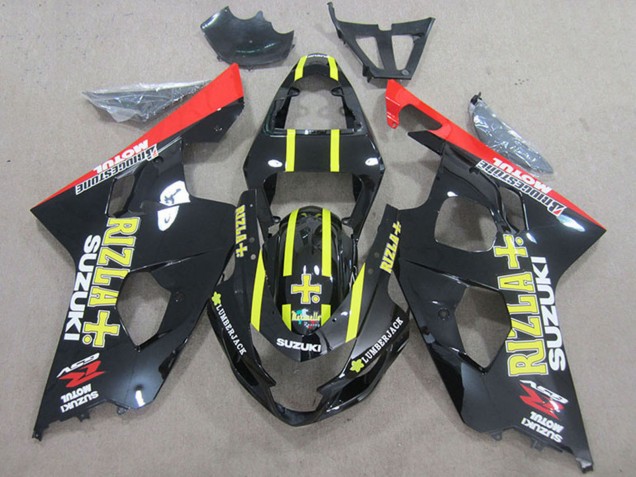 2004-2005 Suzuki GSXR 750 Motorcycle Fairings - Black Red Yellow Rizla Australia