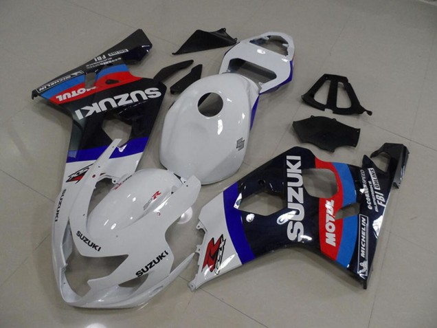 2004-2005 Suzuki GSXR 750 Motorcycle Fairings - White Blue Red Black Motul Australia